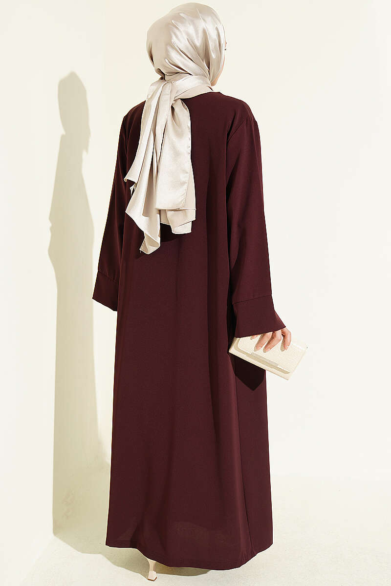 Abaya Set with Brooch - Plum