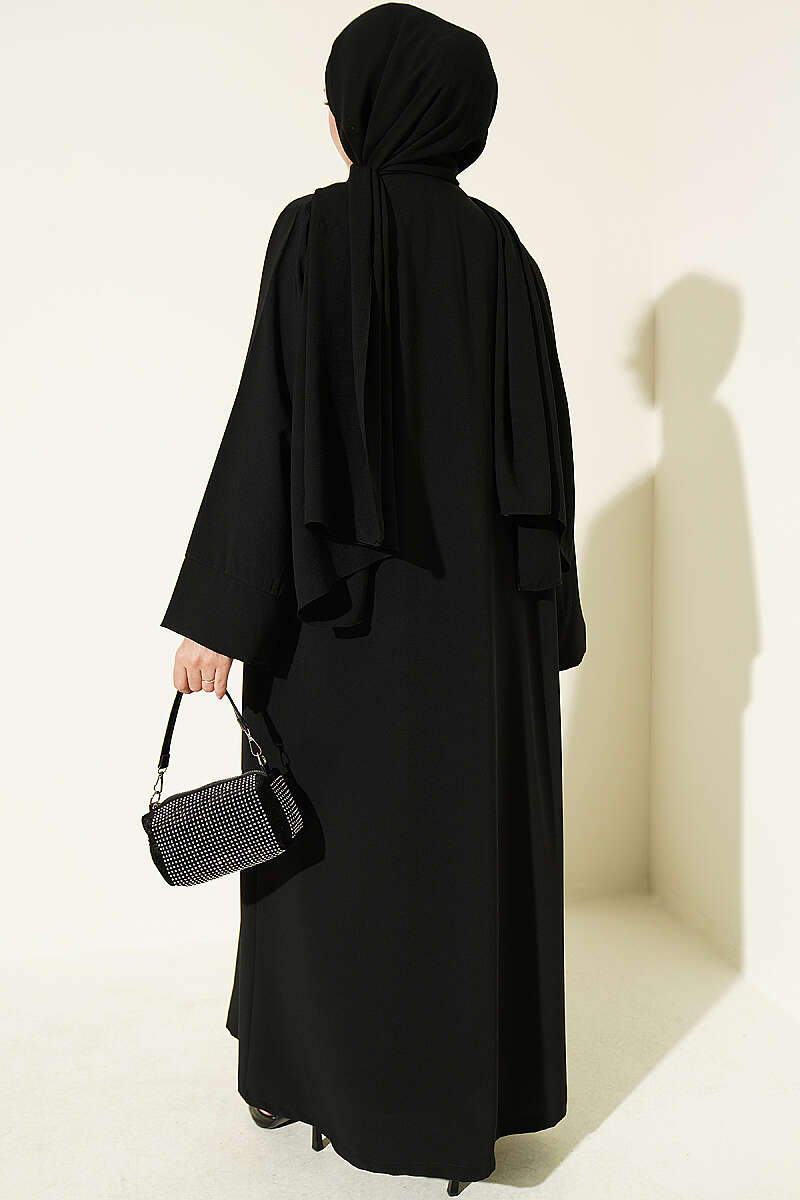 Abaya Set with Brooch - Black