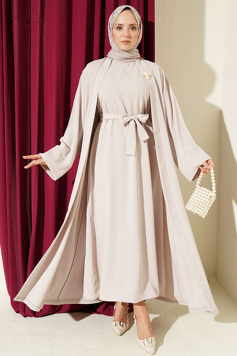 Abaya Set with Brooch - Stone