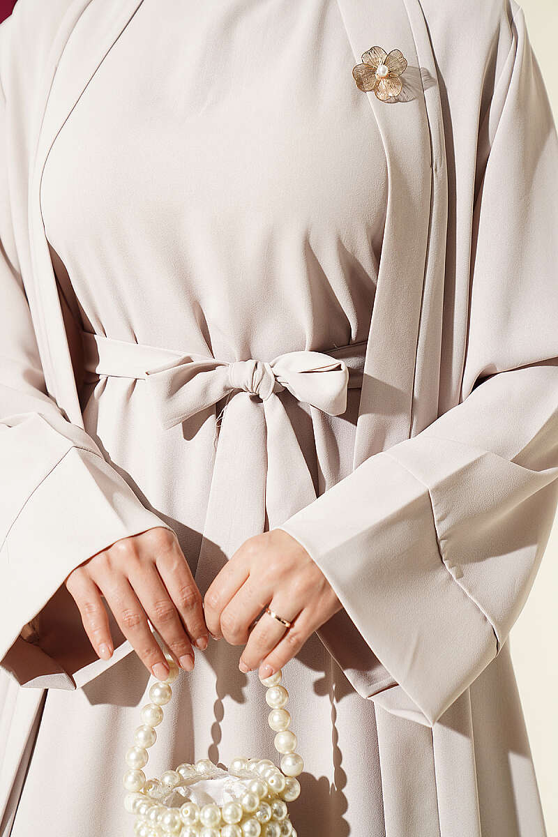 Abaya Set with Brooch - Stone