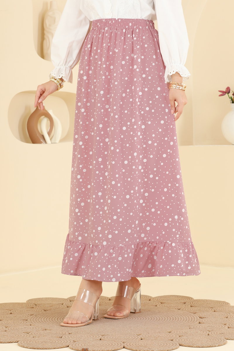 Large Polka Dot Skirt - Dusty Rose