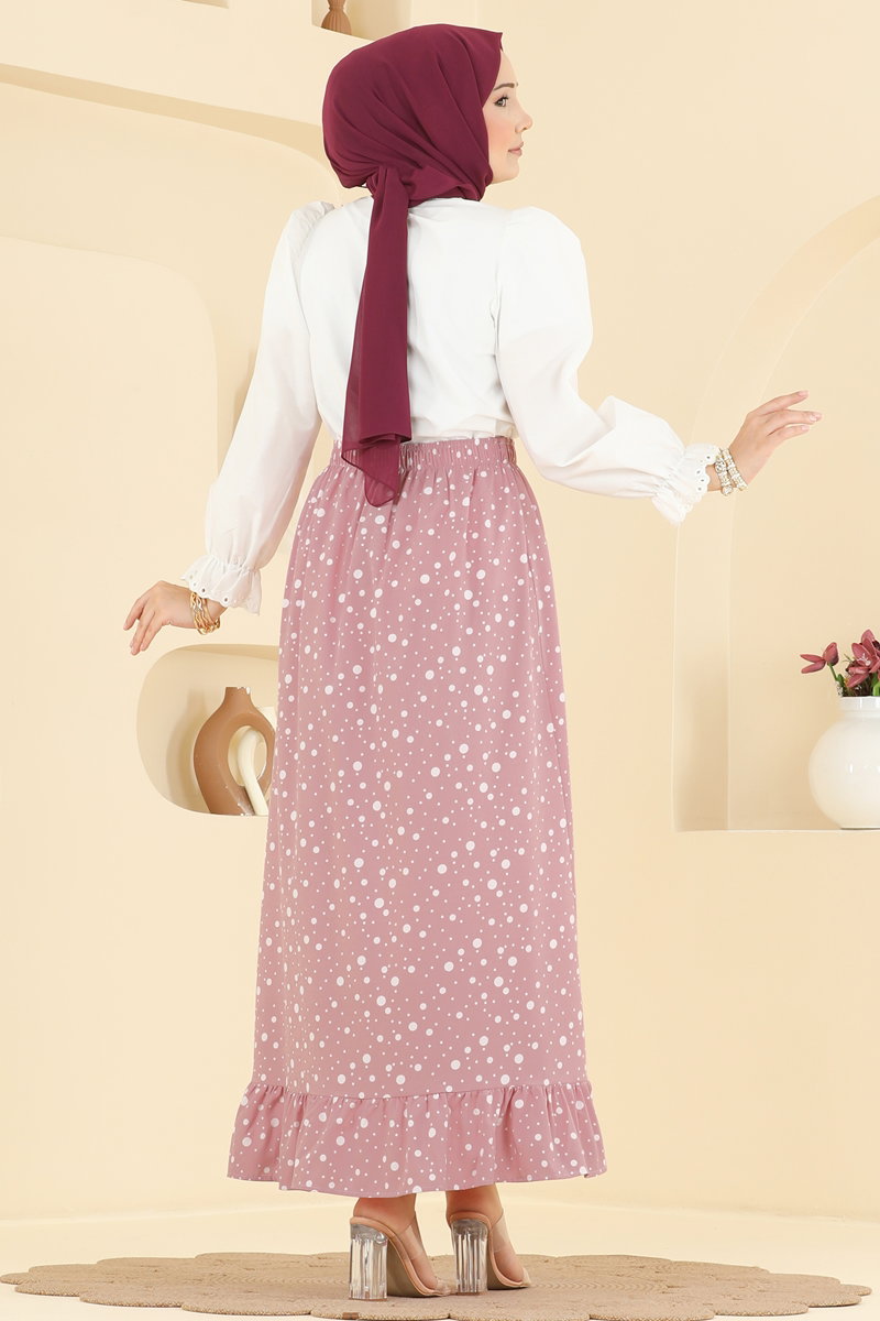 Large Polka Dot Skirt - Dusty Rose