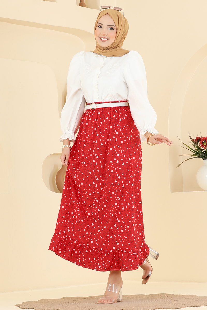 Large Polka Dot Skirt - Red