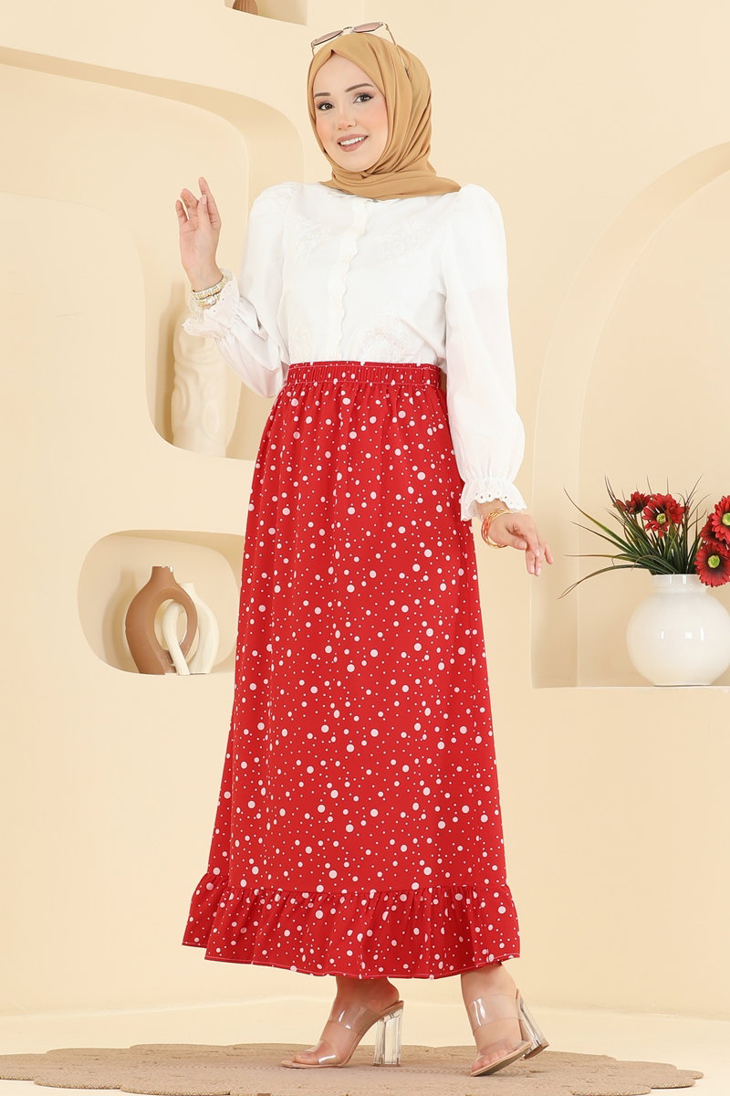 Large Polka Dot Skirt - Red