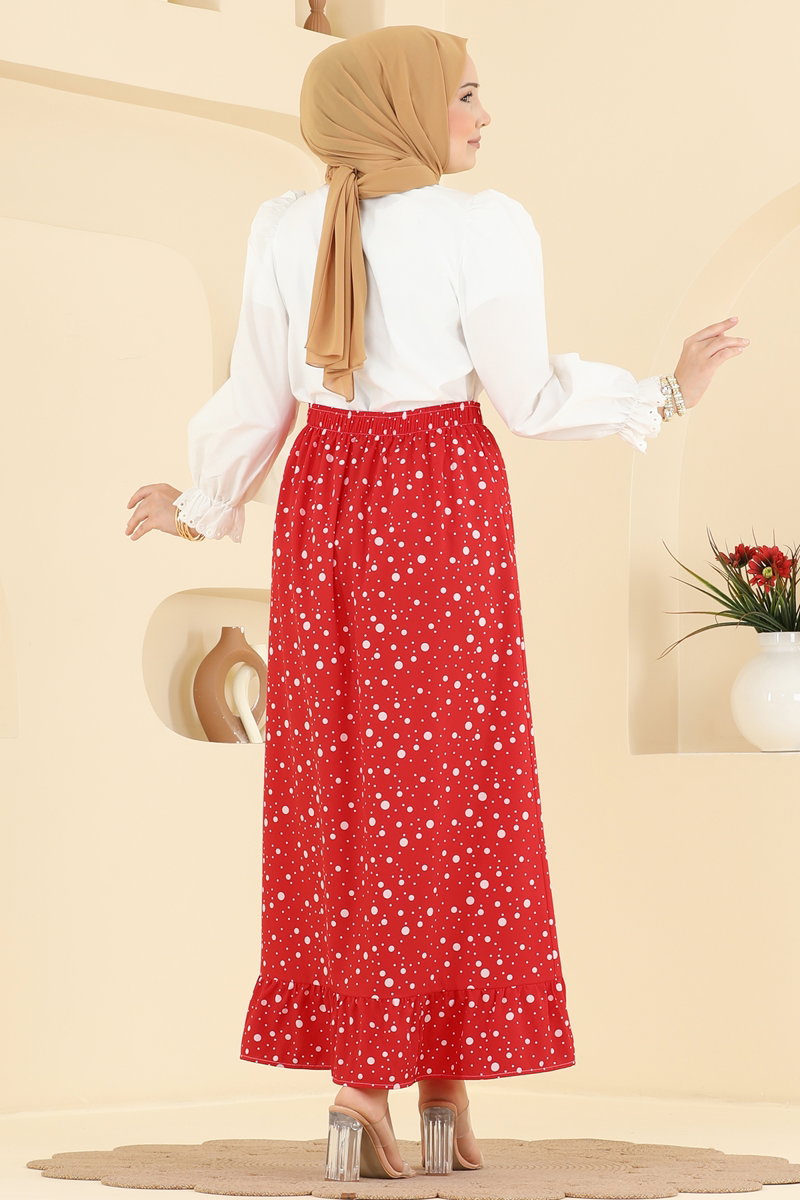Large Polka Dot Skirt - Red