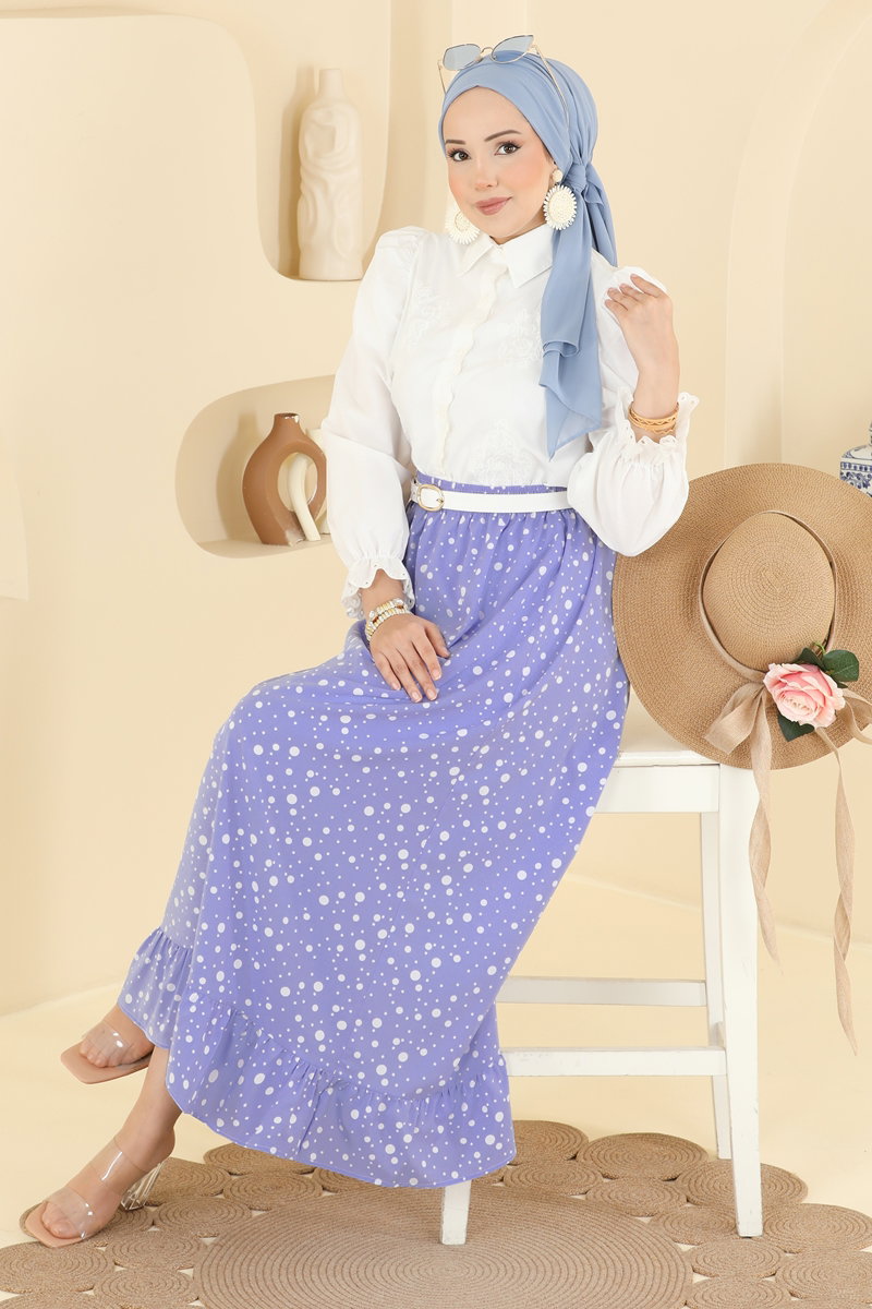 Large Polka Dot Skirt - Blue