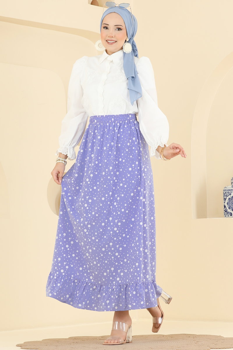 Large Polka Dot Skirt - Blue