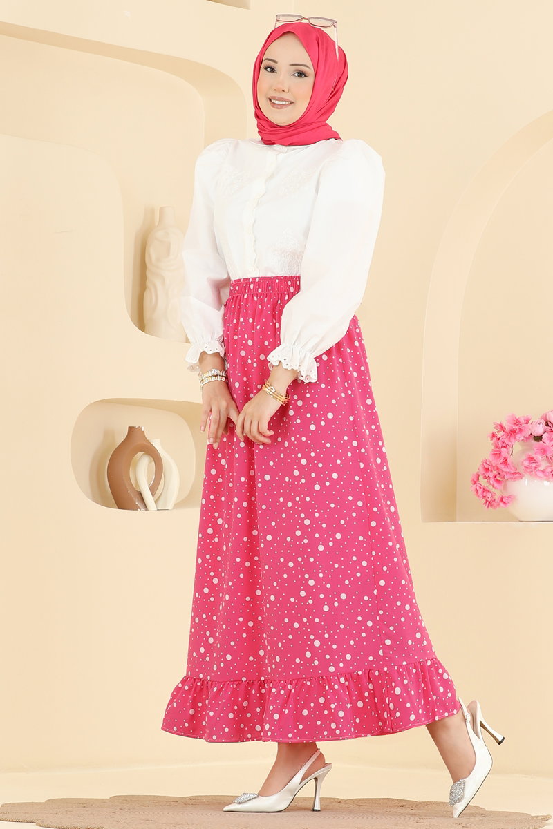 Large Polka Dot Skirt - Pink