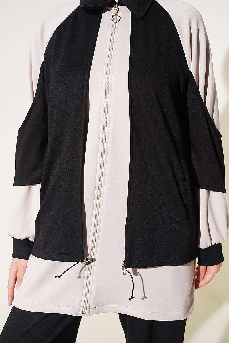 Gathered-Detail Two-Piece Set - Black
