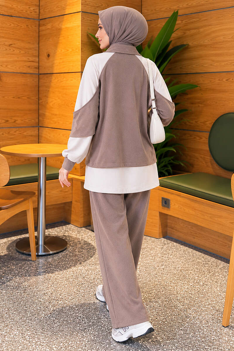 Gathered-Detail Two-Piece Set - Mink
