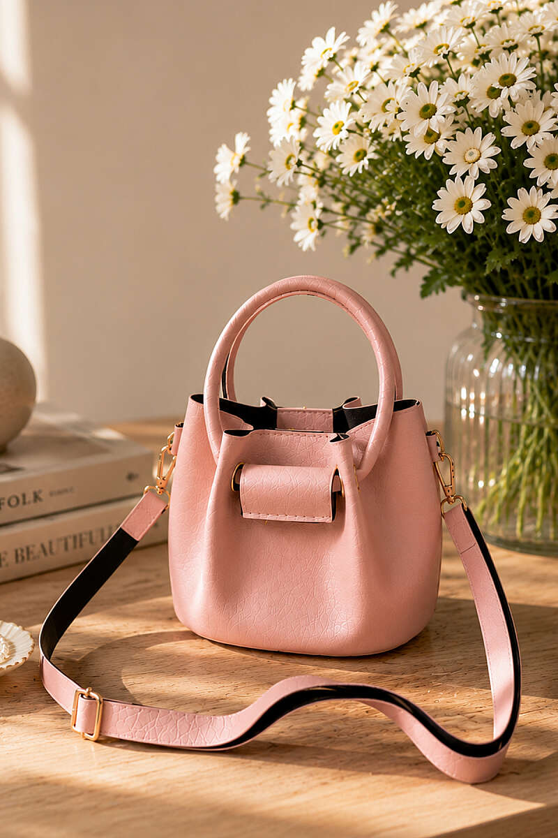 Ruched Handbag - Powder