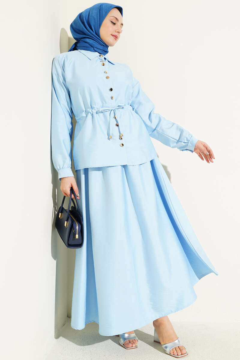 Ruched Parachute Two-Piece Set - Ice Blue