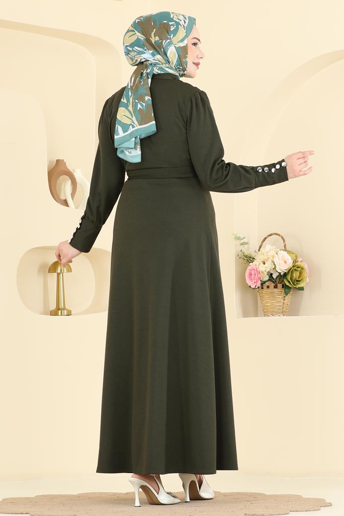 Gathered Knit Dress - Khaki