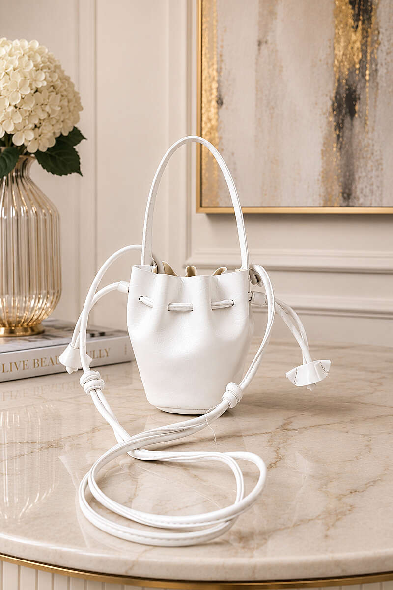Mini Ruched Handbag - White