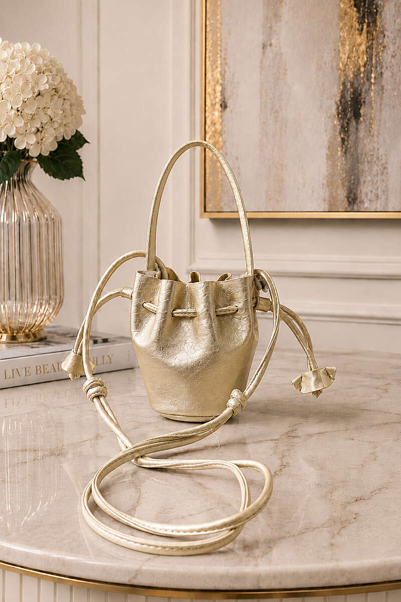 Mini Ruched Handbag - Gold