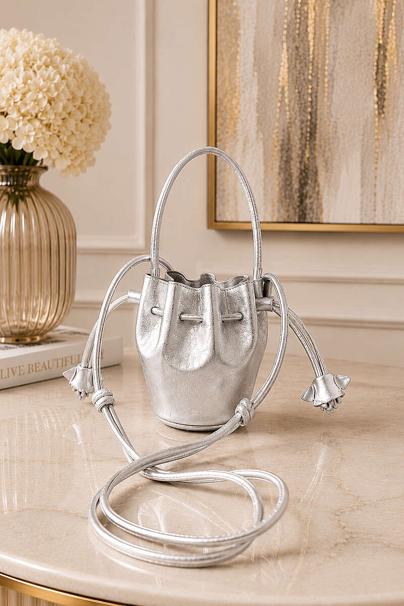 Mini Ruched Handbag - Silver