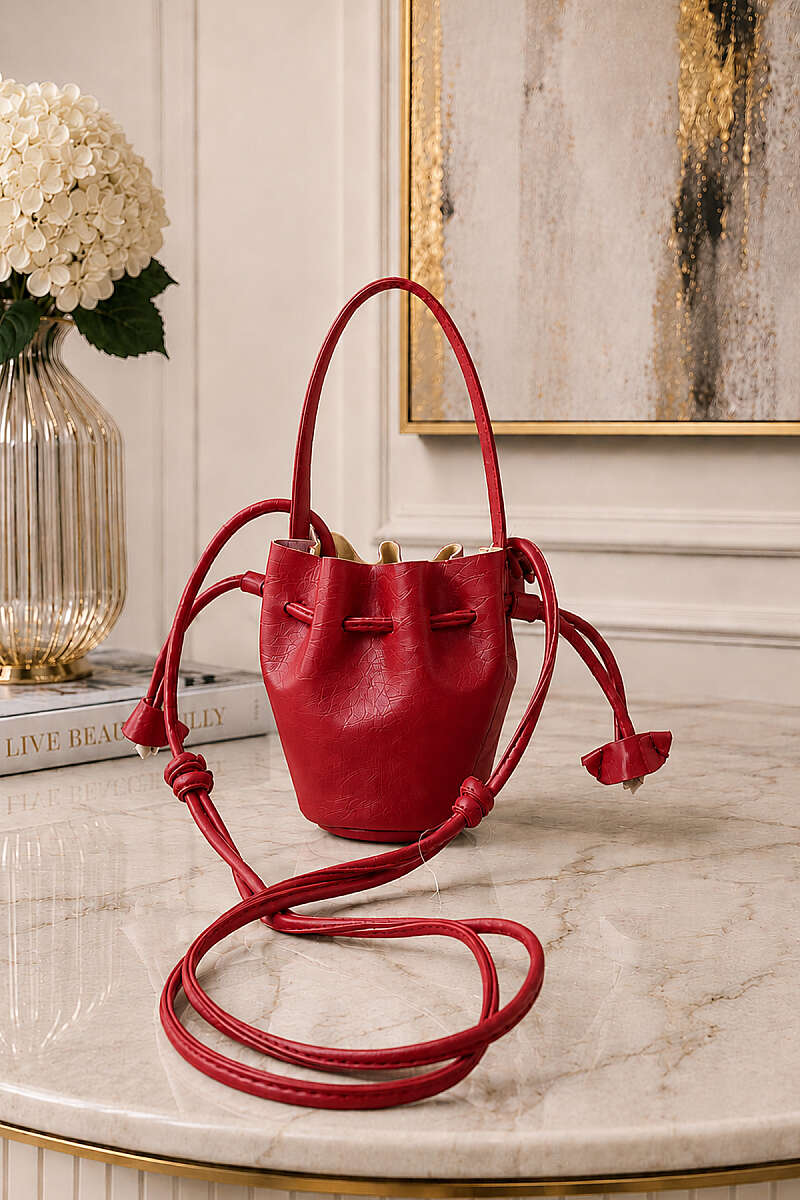 Mini Ruched Handbag - Red