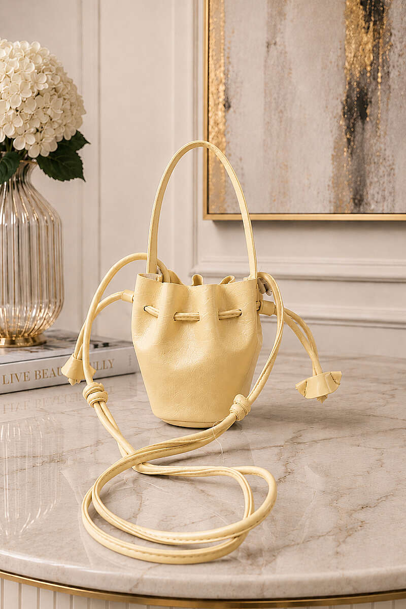 Mini Ruched Handbag - Yellow