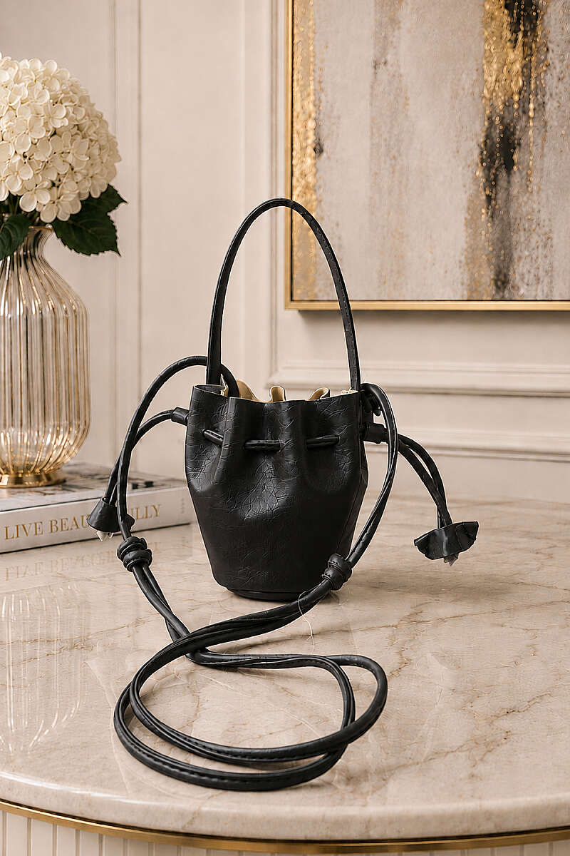 Mini Ruched Handbag - Black