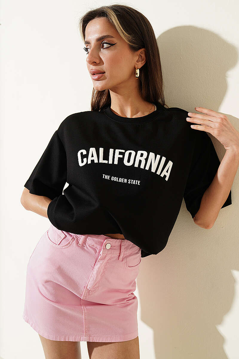 California Print Modal T-Shirt - Black