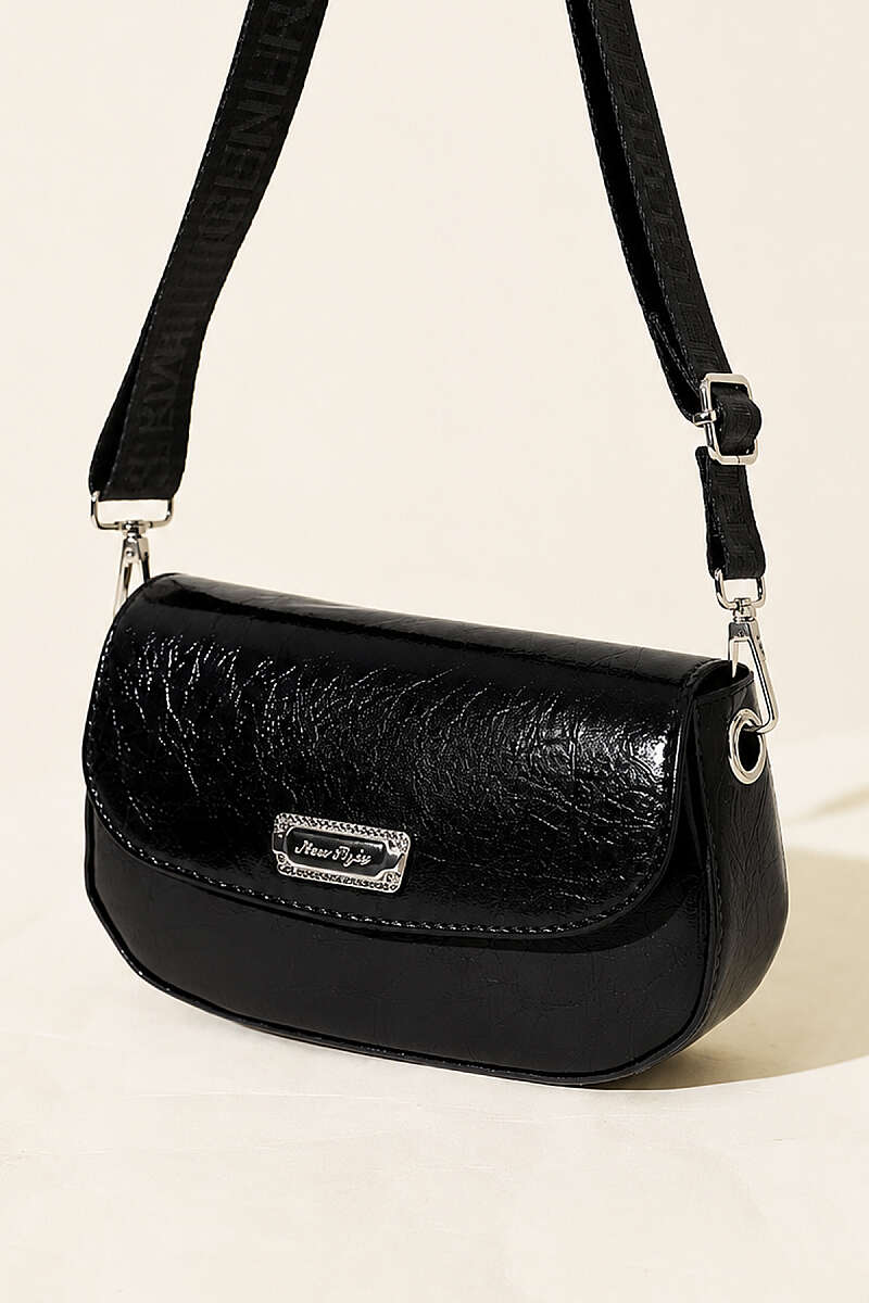 Patent Crossbody Bag - Black