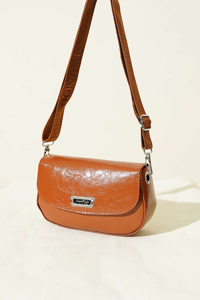 Patent Crossbody Bag - Tan
