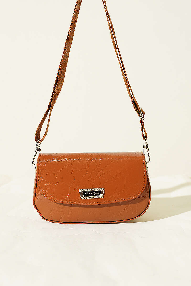 Patent Crossbody Bag - Tan