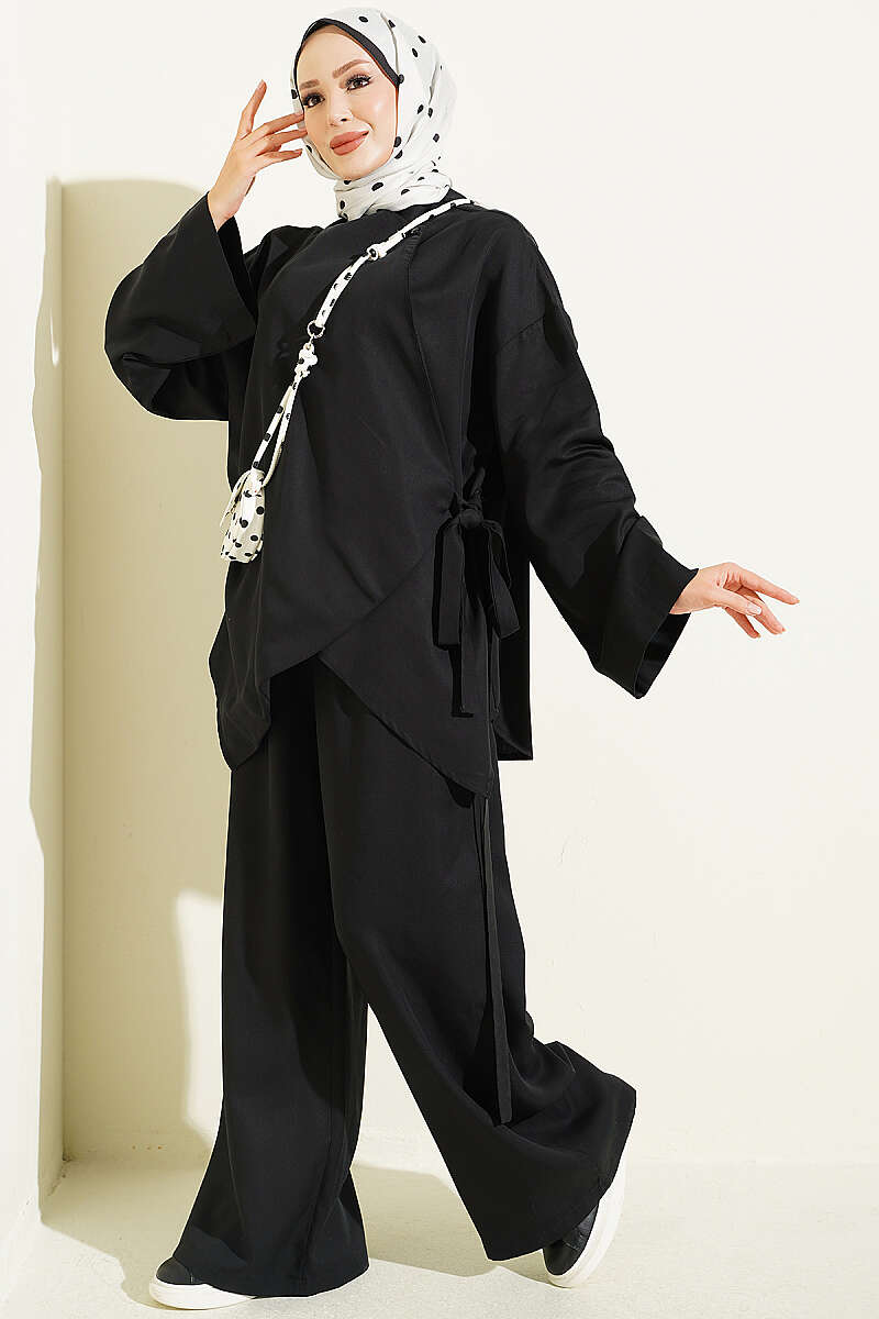 Two-Piece Set with Cross Ties - Black