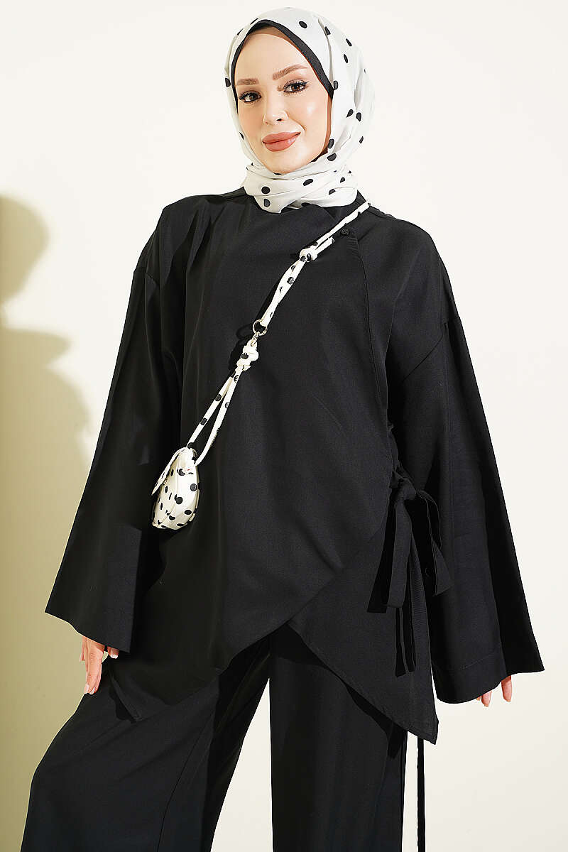 Two-Piece Set with Cross Ties - Black