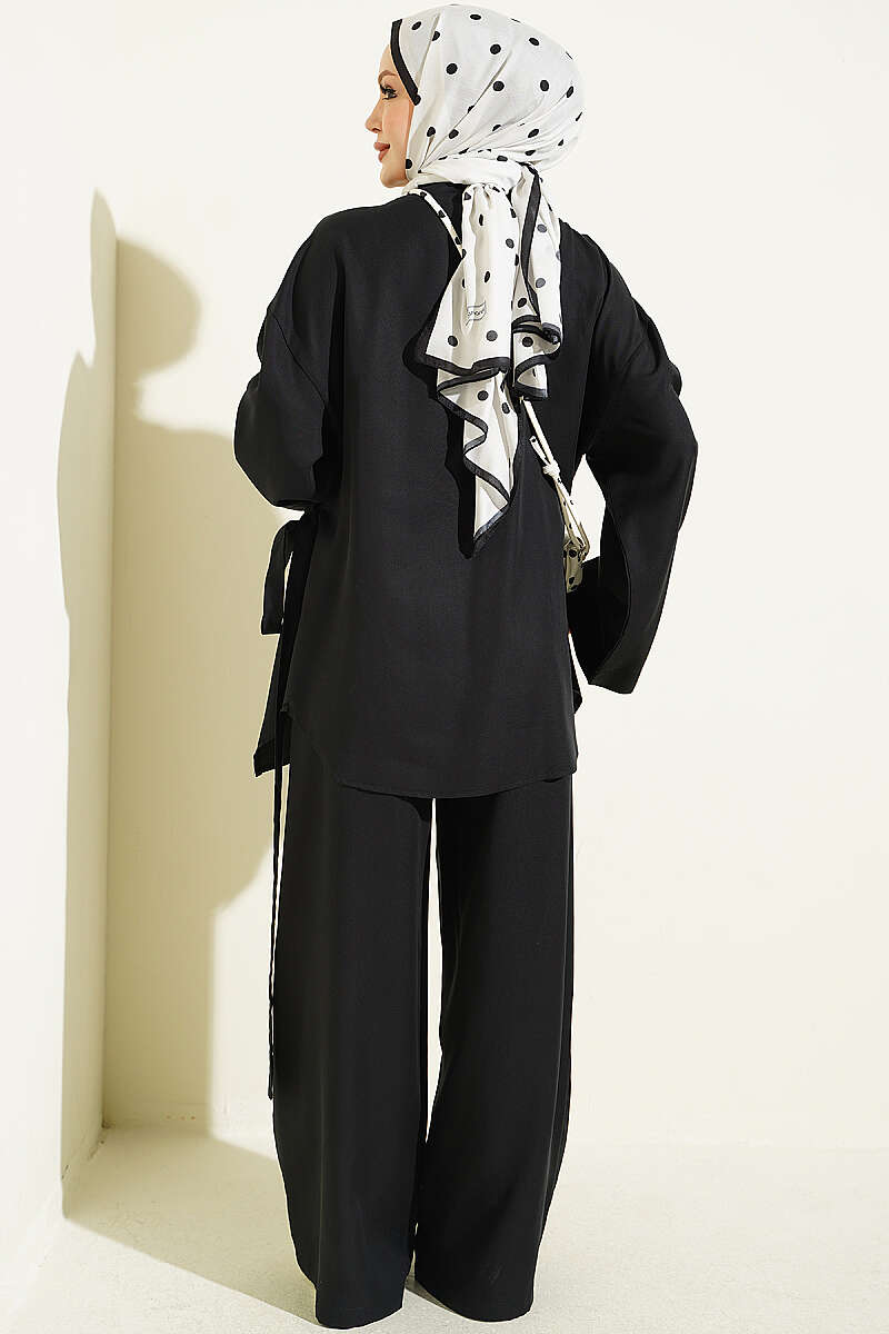 Two-Piece Set with Cross Ties - Black