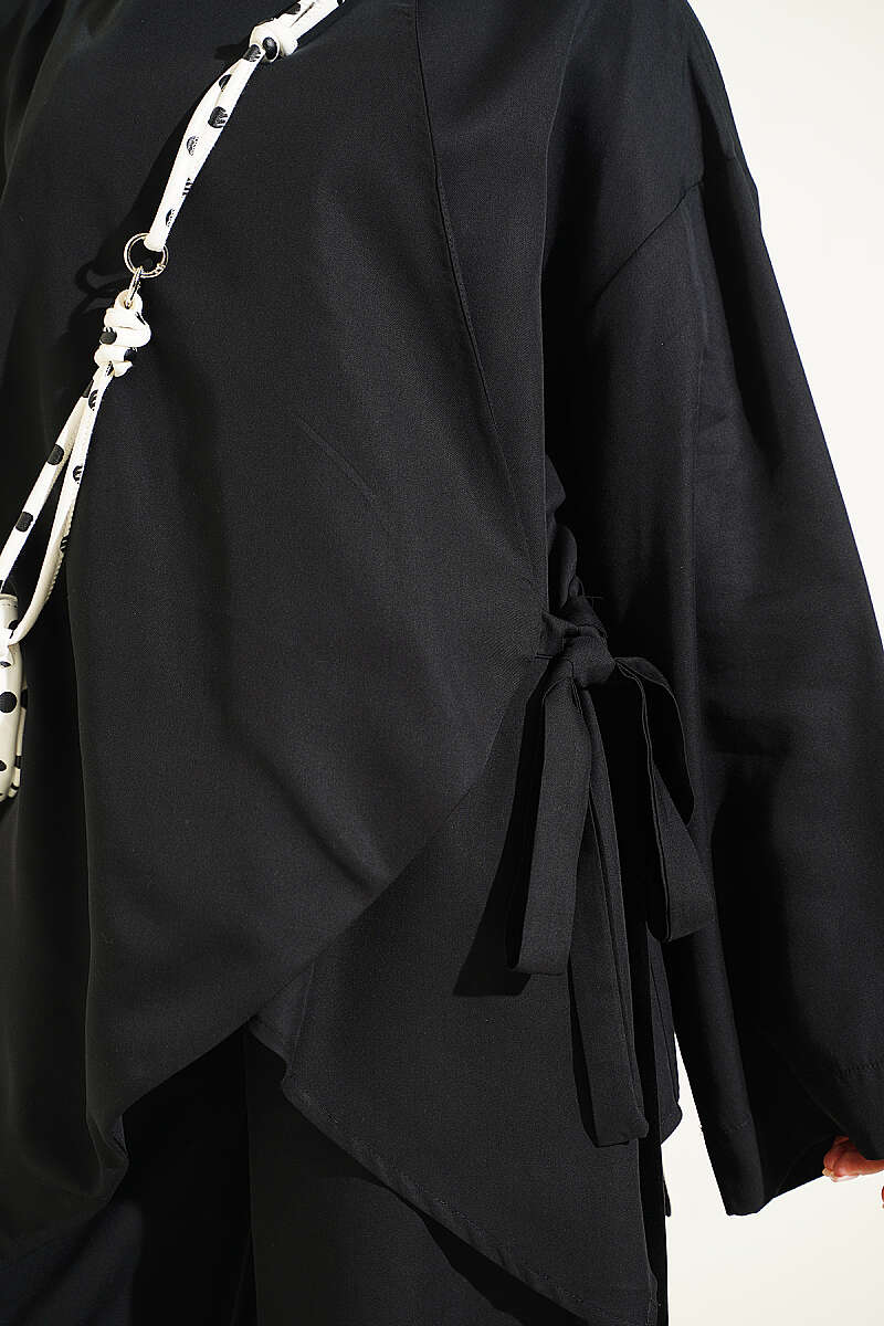 Two-Piece Set with Cross Ties - Black