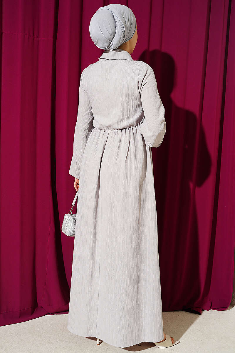 Dress with Crossover Bodice Panels - Stone