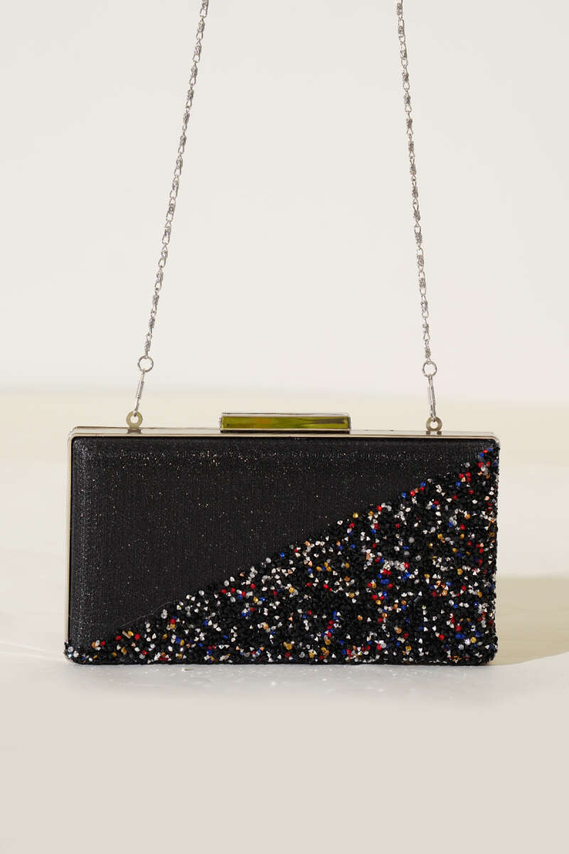 Rectangular Stone Crossbody Evening Bag - Multicolour