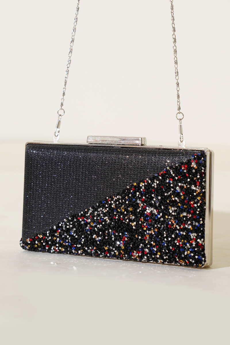 Rectangular Stone Crossbody Evening Bag - Multicolour