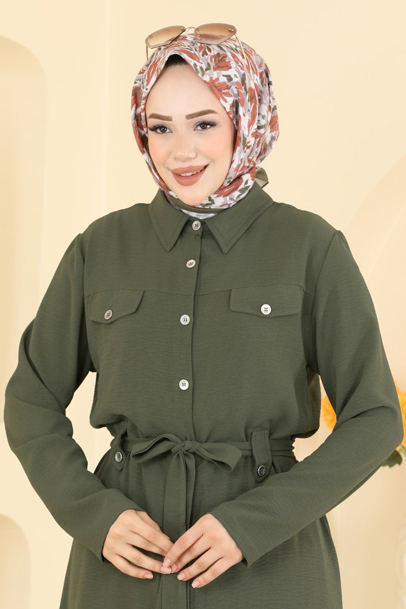 Aerobin Dress with Pocket Detail - Khaki