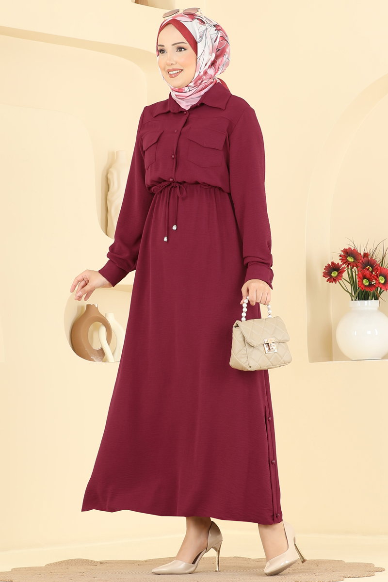 Aerobin Dress with Pockets - Burgundy