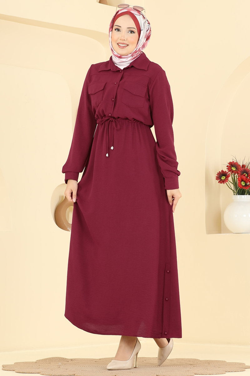 Aerobin Dress with Pockets - Burgundy