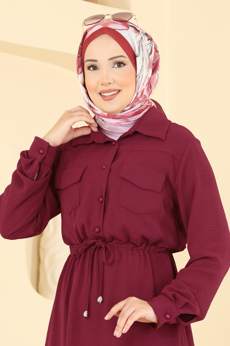 Aerobin Dress with Pockets - Burgundy