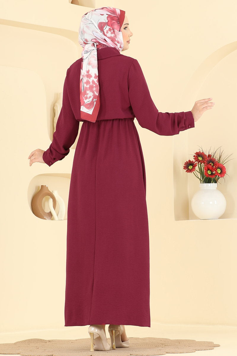 Aerobin Dress with Pockets - Burgundy