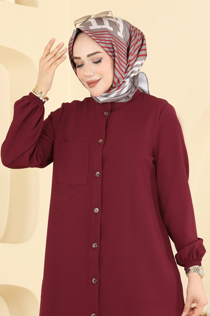 Double Knit Two-Piece Set with Pockets - Burgundy
