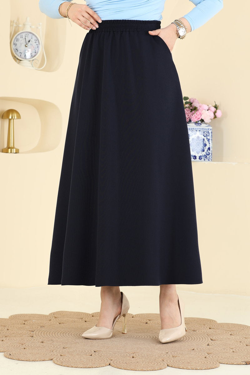 Double Knit Skirt with Pockets - Navy