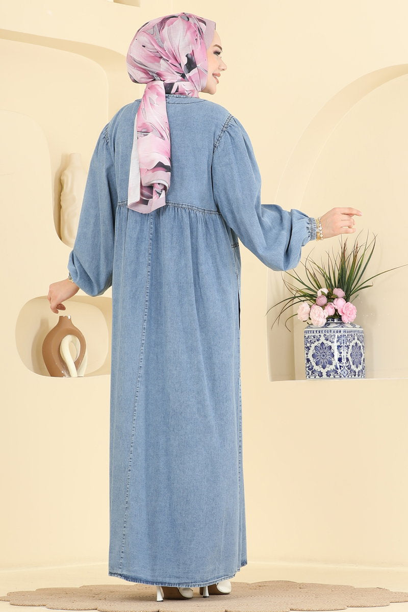 Denim Dress with Pocket Detail - Light Denim