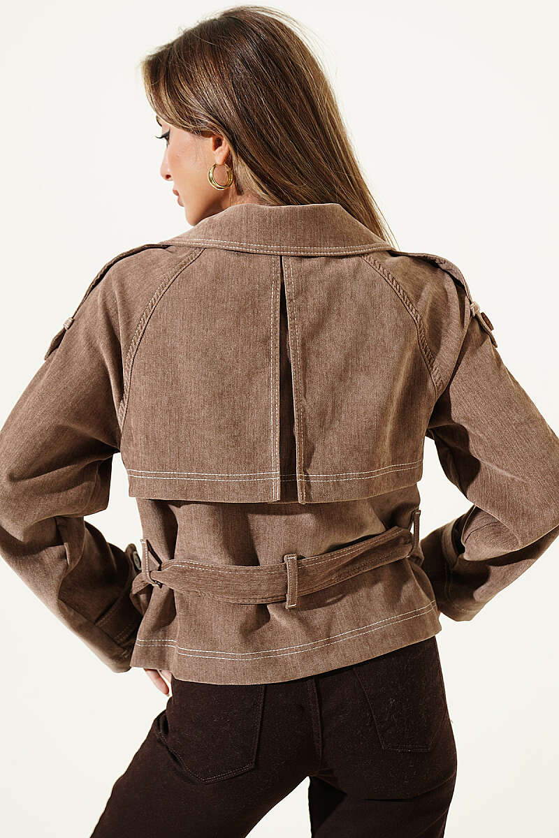 Belted Jacket with Pocket Detail - Mink