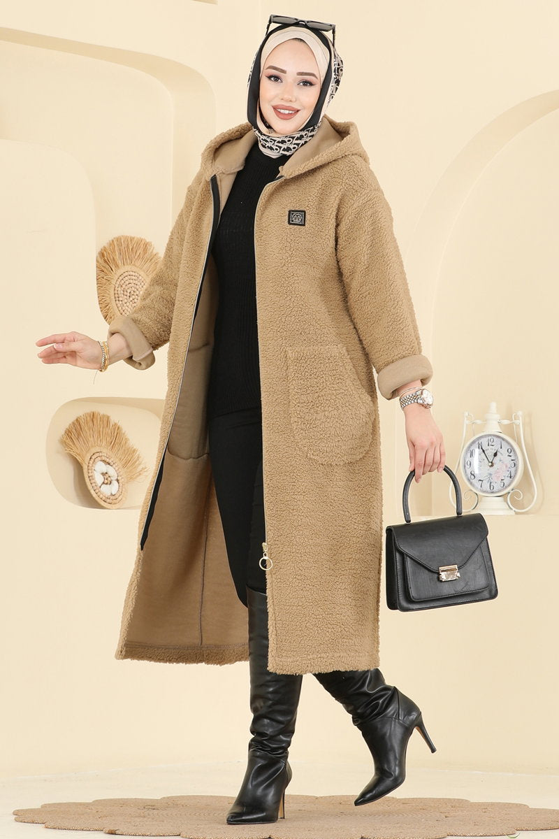 Plush Cardigan with Pockets - Mink
