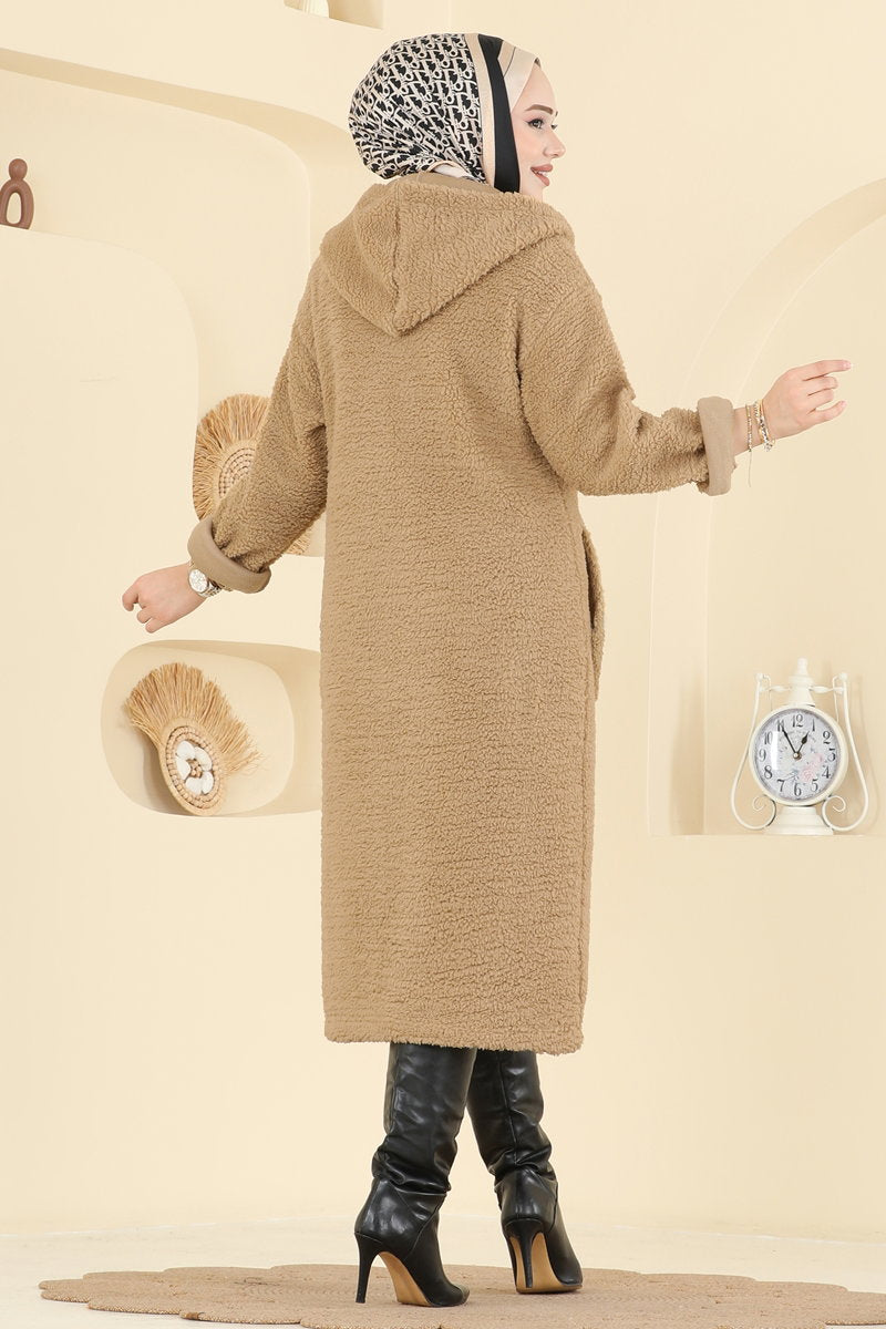 Plush Cardigan with Pockets - Mink