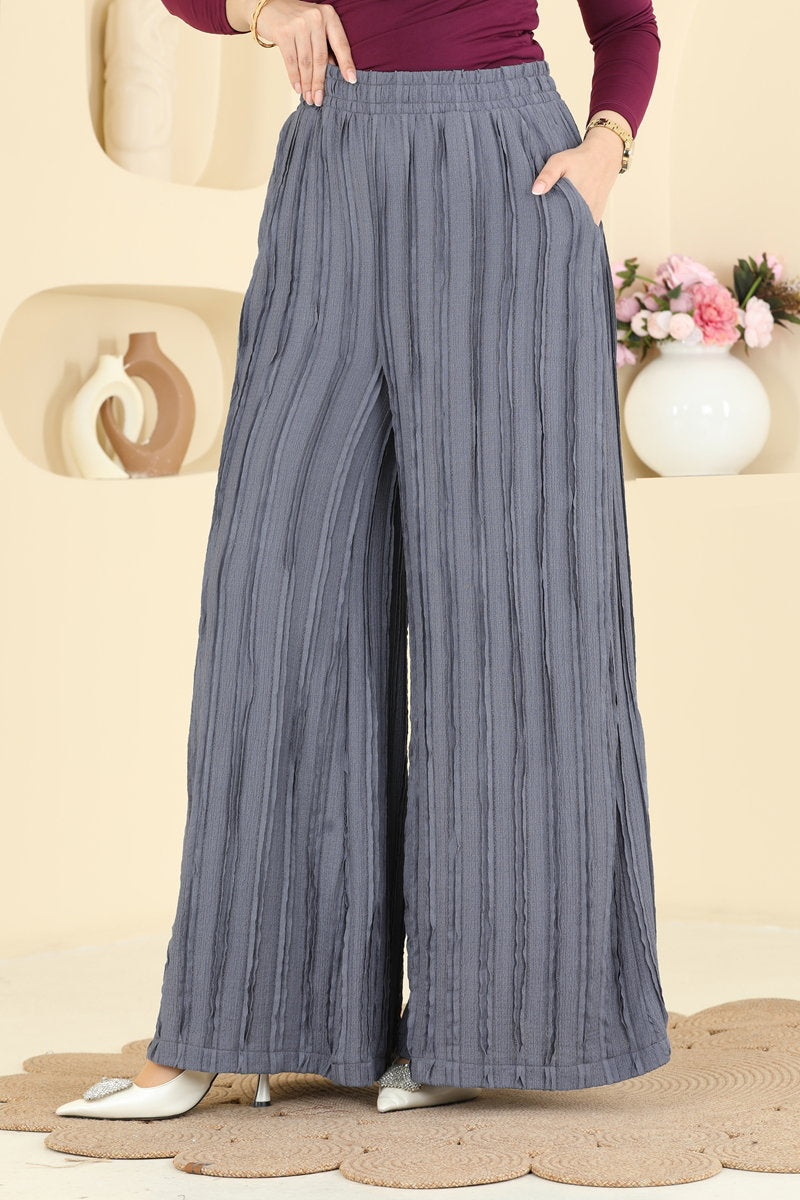 Loose Knit Trousers with Pockets - Grey