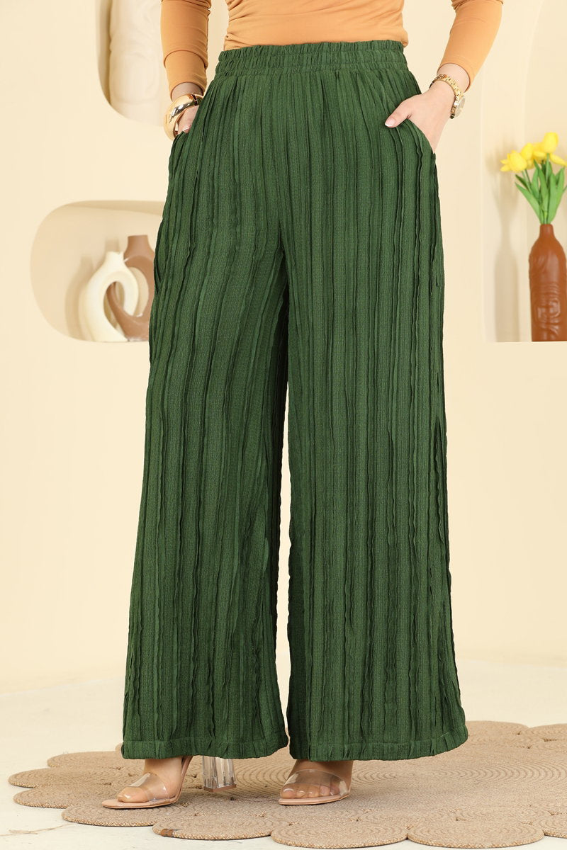 Loose Knit Trousers with Pockets - Khaki