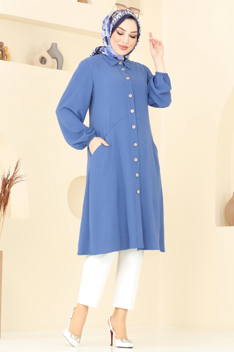 Aerobin Cape Tunic with Pockets - Indigo
