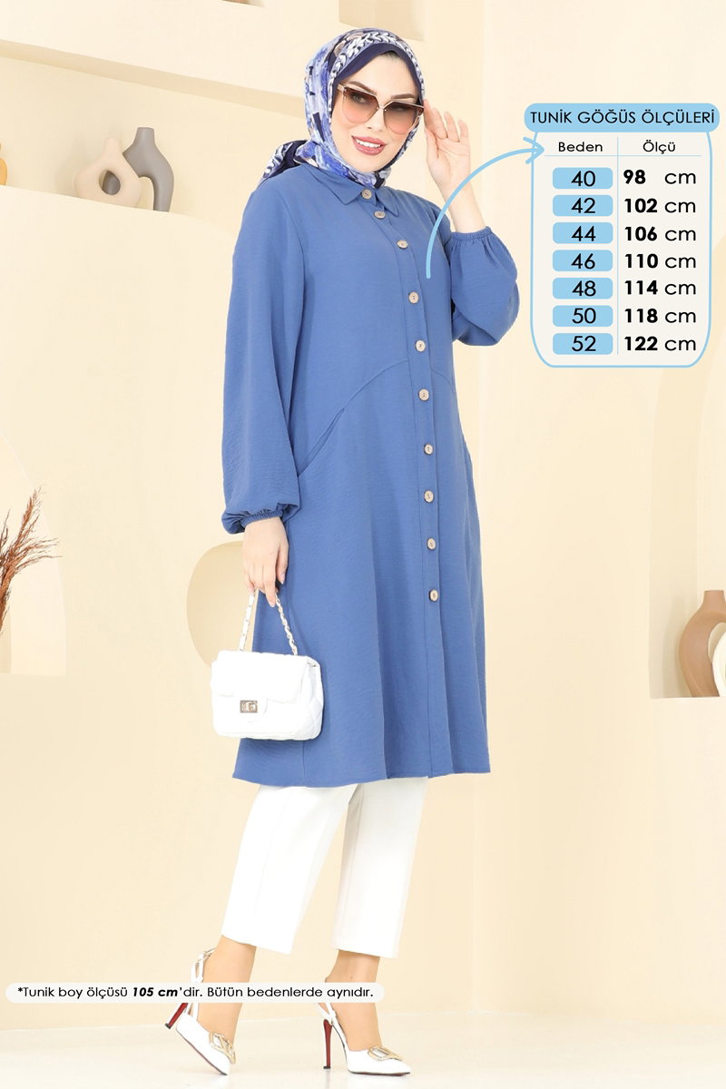 Aerobin Cape Tunic with Pockets - Indigo