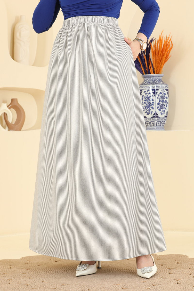Viscose Skirt with Pockets - Grey